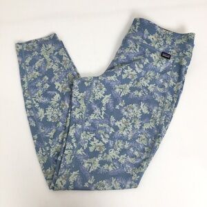 Patagonia Blue Floral Athletic Leggings Baselayer Women’s Size Medium Activewear